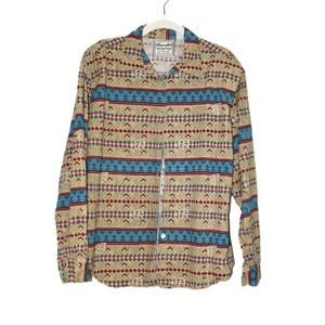 Wrangler Western Wear Womens Brown Red Argyle Button Up Shirt Long Sleeve Large